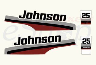 Αυτοκόλλητα σετ για Johnson 25 Hp Commercial Δίχρονης Μοντέλο 1980 - 1988
