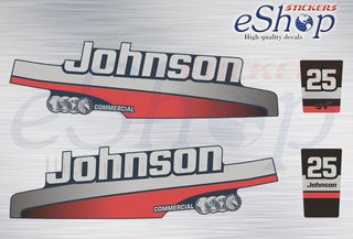 Αυτοκόλλητα σετ για Johnson 25 Hp Commercial Δίχρονης Μοντέλο 1980 - 1988