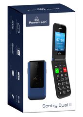 POWERTECH κινητό τηλέφωνο Sentry Dual II V2, 2 οθόνες, dual SIM, πλήκτρο SOS, μπλε-thumb-1