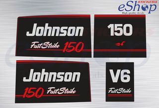 Αυτοκόλλητα σετ για Johnson 150 Hp V6 Fast Strike Δίχρονης 1991 1996