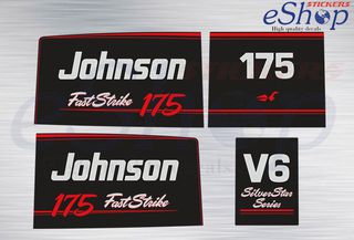 Αυτοκόλλητα σετ για Johnson 175 Hp V6 Fast Strike Silver Star έκδοσης 1991 1996