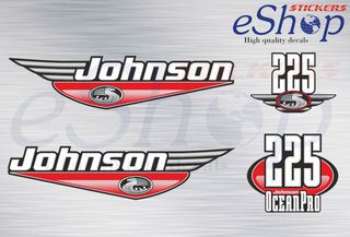Αυτοκόλλητα σετ για Johnson 225 Hp OceanPro Δίχρονης κόκκινη έκδοση 1992 2000
