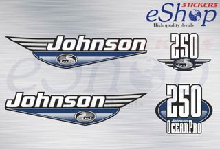 Αυτοκόλλητα σετ για  Johnson 250 Hp OceanPro Δίχρονης μπλε σκούρα έκδοση 1992 2000