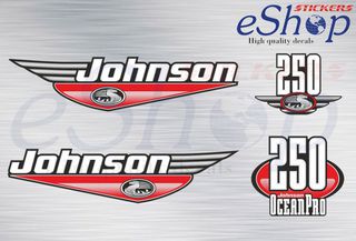 Αυτοκόλλητα σετ για Johnson 250 Hp OceanPro Δίχρονης κόκκινη έκδοση 1992 2000