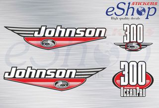 Αυτοκόλλητα σετ για Johnson 300 Hp OceanPro Δίχρονης κόκκινη έκδοση 1992 2000