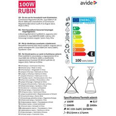 Avide Λάμπα Υπερύθρων E27 100W Κόκκινο-thumb-2