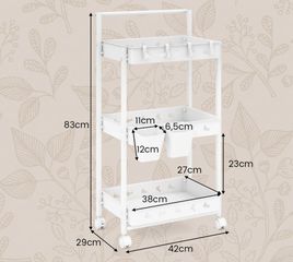Τρόλεϊ Κουζίνας 3 Επιπέδων με Ρόδες 42 x 29 x 83 cm Λευκό JZ10202WH Costway