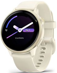 Garmin Vivoactive 6 Aluminium 42mm Αδιάβροχο Smartwatch με Παλμογράφο (Lunar Gold with Bone Band)