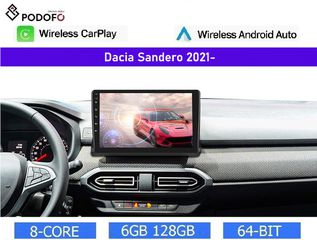 Dacia Sandero & Stepway 2021- Android 13 Οθόνη 10.1" | 6GB RAM +128GB ROM | Ασύρματο CarPlay & Aσύρματο Android Auto | GPS | WiFi | DSP
