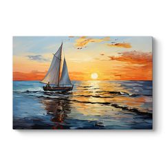 Πίνακας σε καμβά "Fisherman at the sunset" Megapap ψηφιακής εκτύπωσης 120x60x3εκ.