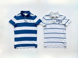 ABERCROMBIE & FITCH  Σετ 2 x Ανδρικά Κοντομάνικα Μπλουζάκια Polo Rugby Ριγέ - Size S