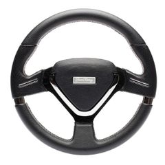 Simoni Racing ΤΙΜΟΝΙ MONTECARLO ΤΡΙΑΚΤΙΝΟ 32 cm (ΜΑΥΡΟ/ΧΡΩΜΙΟ ECO LEATHER)