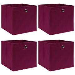 vidaXL Κουτιά Αποθήκευσης 4 τεμ. Κόκκινα 32 x 32 x 32 εκ. Υφασμάτινα