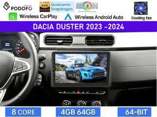 Dacia Duster (2023-2024) Οθόνη 10.1" Android 15 | 4GB RAM + 64GB ROM | 8-Core Snapdragon | Ασύρματο CarPlay & Ασύρματο Android Auto | GPS | WiFi | DSP | FM/RDS