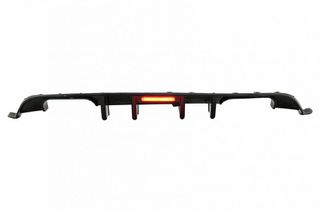 Diffuser Πίσω Προφυλακτήρα Για VW Golf VII (7.5) 17-20 Facelift R-Look Μαύρο Γυαλιστερό Με Led Στοπάκι (CAR0032582)