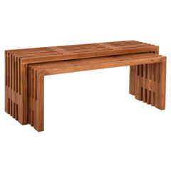 ΤΡΑΠΕΖΙΑ ΣΑΛΟΝΙΟΥ ΣΕΤ 2ΤΜΧ NYA HM9828 ΜΑΣΙΦ ΞΥΛΟ TEAK ΣΕ ΦΥΣΙΚΟ 110x30x46Υεκ.