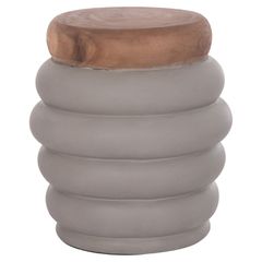 ΤΡΑΠΕΖΙ ΒΟΗΘΗΤΙΚΟ PUFFAT HM18172.03 FIBER CEMENT ΓΚΡΙ- ΞΥΛΟ TEAK TOP Φ45x46Υεκ.