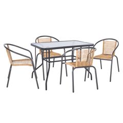 ΣΕΤ ΤΡΑΠΕΖΑΡΙΑΣ 5ΤΜΧ SWIFTER HM21222.01 ΚΑΡΕΚΛΕΣ ΜΕΤΑΛ.& ΤΡΑΠΕΖΙ 110x60 ΓΚΡΙ-ΦΥΣΙΚΟ