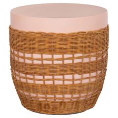 ΒΟΗΘΗΤΙΚΟ ΤΡΑΠΕΖΙ VILHENA HM18166 FIBER CEMENT ΡΟΖ-RATTAN ΦΥΣΙΚΟ Φ44.5x45Υεκ.