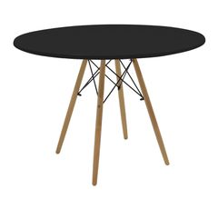 Τραπέζι Julita pakoworld MDF μαύρο και ξύλο οξιάς σε φυσική απόχρωση Φ120x73εκ