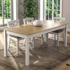 Τραπέζι Fira Megapap χρώμα λευκό - φυσικό οξιάς 180x90x78εκ.