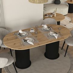 Τραπέζι Bohema Megapap χρώμα μαύρο - sepet oak 180x90x77,7εκ.