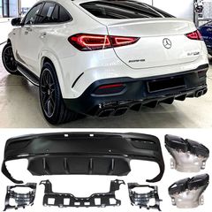 Diffuser Πίσω Προφυλακτήρα Για Mercedes-Benz GLE Coupe C167 SUV 2019+ Amg Look Για Amg Sport Line Προφυλακτήρες Σετ Με Μαύρες Μπούκες (CAR0029445)