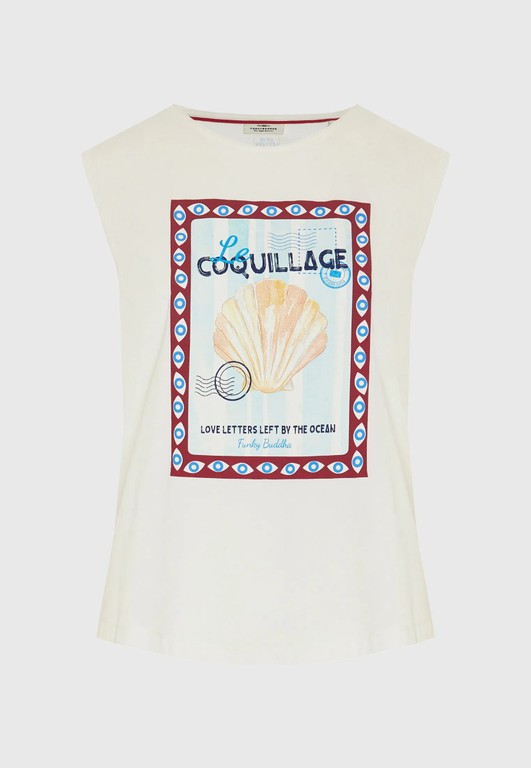 Funky Buddha Γυναικείο Βαμβακερό T-shirt με Τύπωμα FBL013-140-04