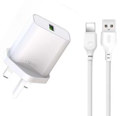 XO L103 (UK) QC3.0 18W Φορτιστής με Καλώδιο Lightning (NB103)