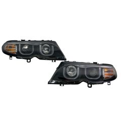 Φανάρια εμπρός με 3D angel eyes για BMW E46 (2001-2005) sedan,combi