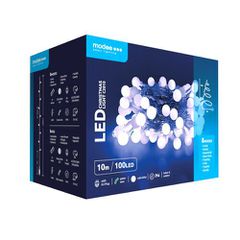 Modee Lighting Χριστουγεννιάτικα Λαμπάκια LED Τύπου Berry με Τροφοδοτικό (100LED/10m/10cm) Ψυχρό Λευκό