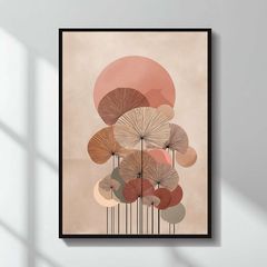 Πίνακας "Pink Leaves" Megapap ψηφιακής εκτύπωσης 50x70εκ.