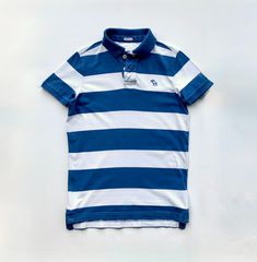 ABERCROMBIE & FITCH Ανδρικό Κοντομάνικο Μπλουζάκι Polo Shirt Rugby Ριγέ Μπλε- Size S