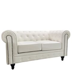 Καναπές Διθέσιος ArteLibre AVERY Λευκό PU 155x90x73cm