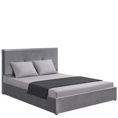 Κρεβάτι Υπέρδιπλο ArteLibre YUMA Γκρι Ύφασμα 214x1170x10cm (Στρώμα 160x200cm)