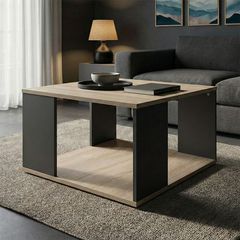 Τραπέζι σαλονιού Zelegan pakoworld sonoma-ανθρακί 60x60x39εκ