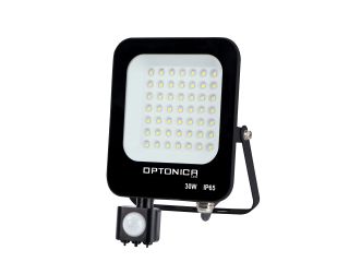 Προβολέας LED SMD Μαύρος IP65 με Ανιχνευτή Κίνησης 30W Θερμό Λευκό