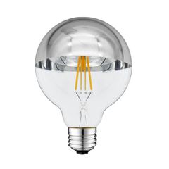 Led Λάμπα G95 E27 Ανεστραμένου Καθρέπτου Ασημί 4Watt Θερμό Λευκό