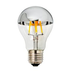Led Λάμπα A60 E27 Ανεστραμένου Καθρέπτου Ασημί 4Watt Θερμό Λευκό