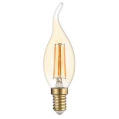 Led Κερί Φλόγα C35 E14 Filament Gold GlassDimmable 4Watt Θερμό Λευκό