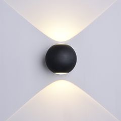Led Επιτοίχιο Φωτιστικό Μάυρο Στρογγυλό 6W Φυσικό Λευκό