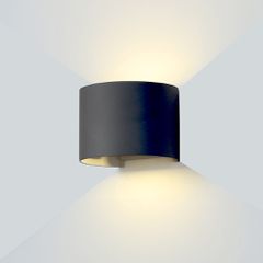 Led Επιτοίχιο Φωτιστικό Μάυρο Στρογγυλό 6W Θερμό Λευκό