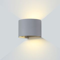 Led Επιτοίχιο Φωτιστικό Γκρί Στρογγυλό 6W Φυσικό Λευκό