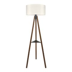 Φωτιστικό δαπέδου Thomas Megapap E27 Mdf/ύφασμα Pvc χρώμα καρυδί - κρεμ 38x38x135εκ.