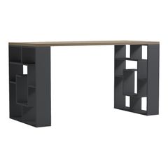 Γραφείο με ραφιέρα Labirent pakoworld ανθρακί-sonoma 140x60x75εκ