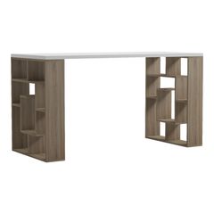 Γραφείο με ραφιέρα Labirent pakoworld sonoma-λευκό 140x60x75εκ