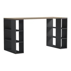 Γραφείο με ραφιέρα Colmar pakoworld ανθρακί- sonoma 140x60x75εκ
