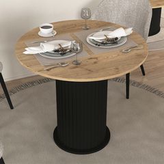 Τραπέζι Bohema Megapap χρώμα μαύρο - sepet oak Ø90x77,7εκ.