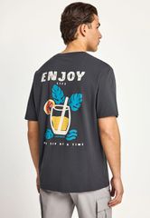 Funky Buddha Ανδρικό Relaxed T-shirt με Τύπωμα στην Πλάτη FBM013-087-04-thumb-1