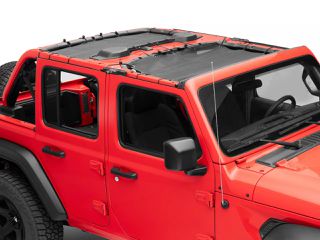 4x4 Front and Rear Sun Screens Black (18-23 Jeep Wrangler JL 4 Door)